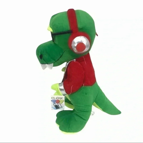 CLASSIC TOY PLUSH GREEN DINOSAUR SUNGLASSES AND HEADPHONES STUFFED ANIMAL - Picture 2 of 14